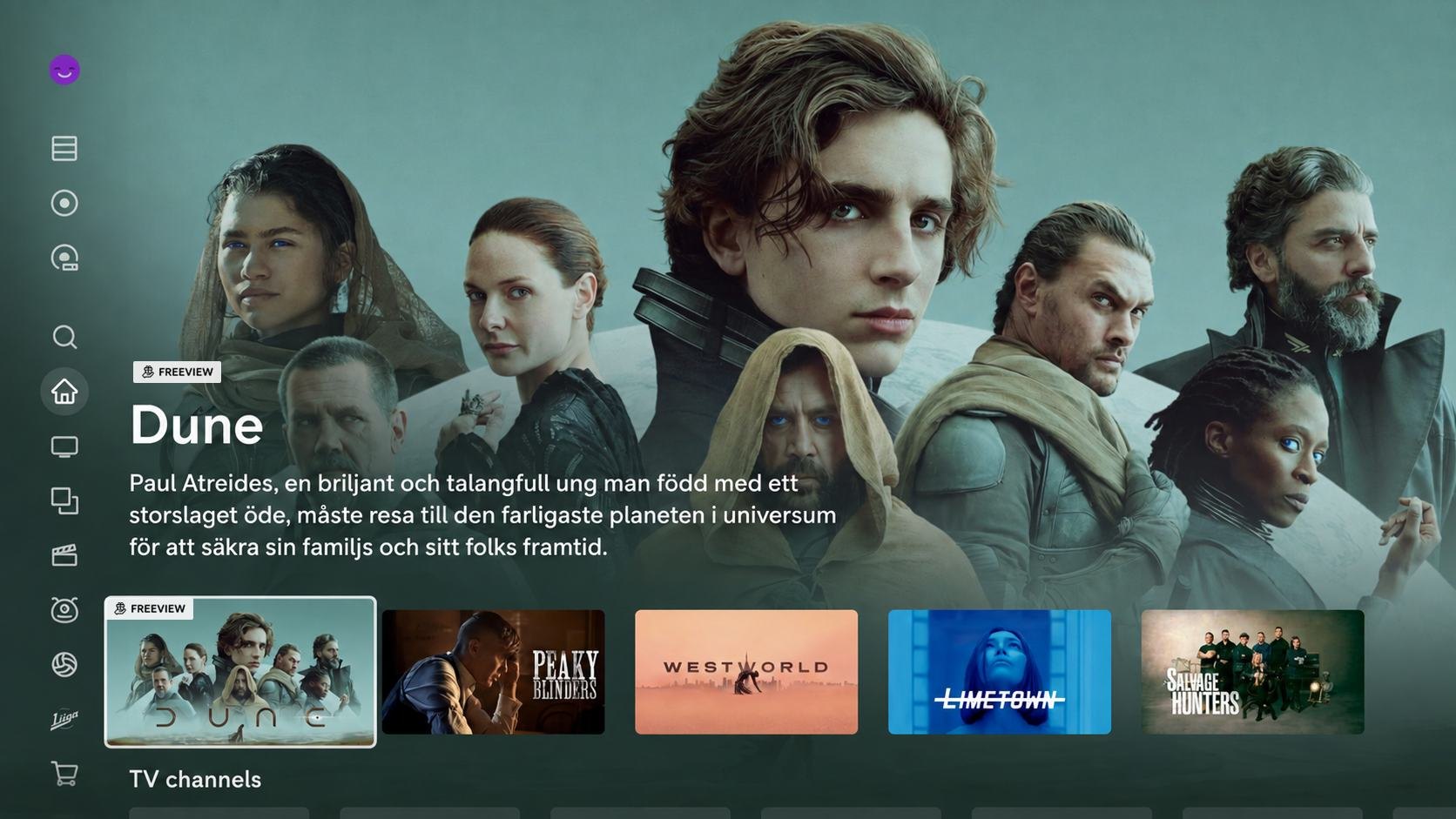 Dune details page after, with Freeview indicator